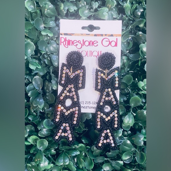 BRAND NEW WITH TAGS Glam Mama Black Beaded Statement Earrings - Picture 1 of 1